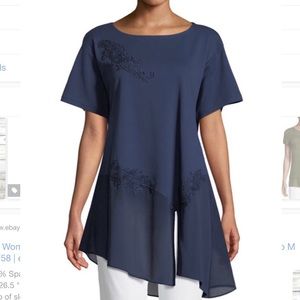 NWT Joan Vass floral appliqué tunic - Small